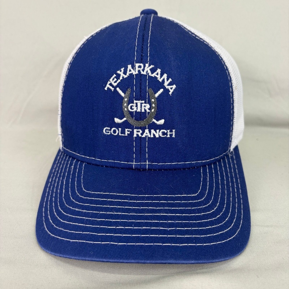 Outdoor Cap Trucker Hat Texarkana Golf Ranch Mens OSFA Blue White Mesh Snapback